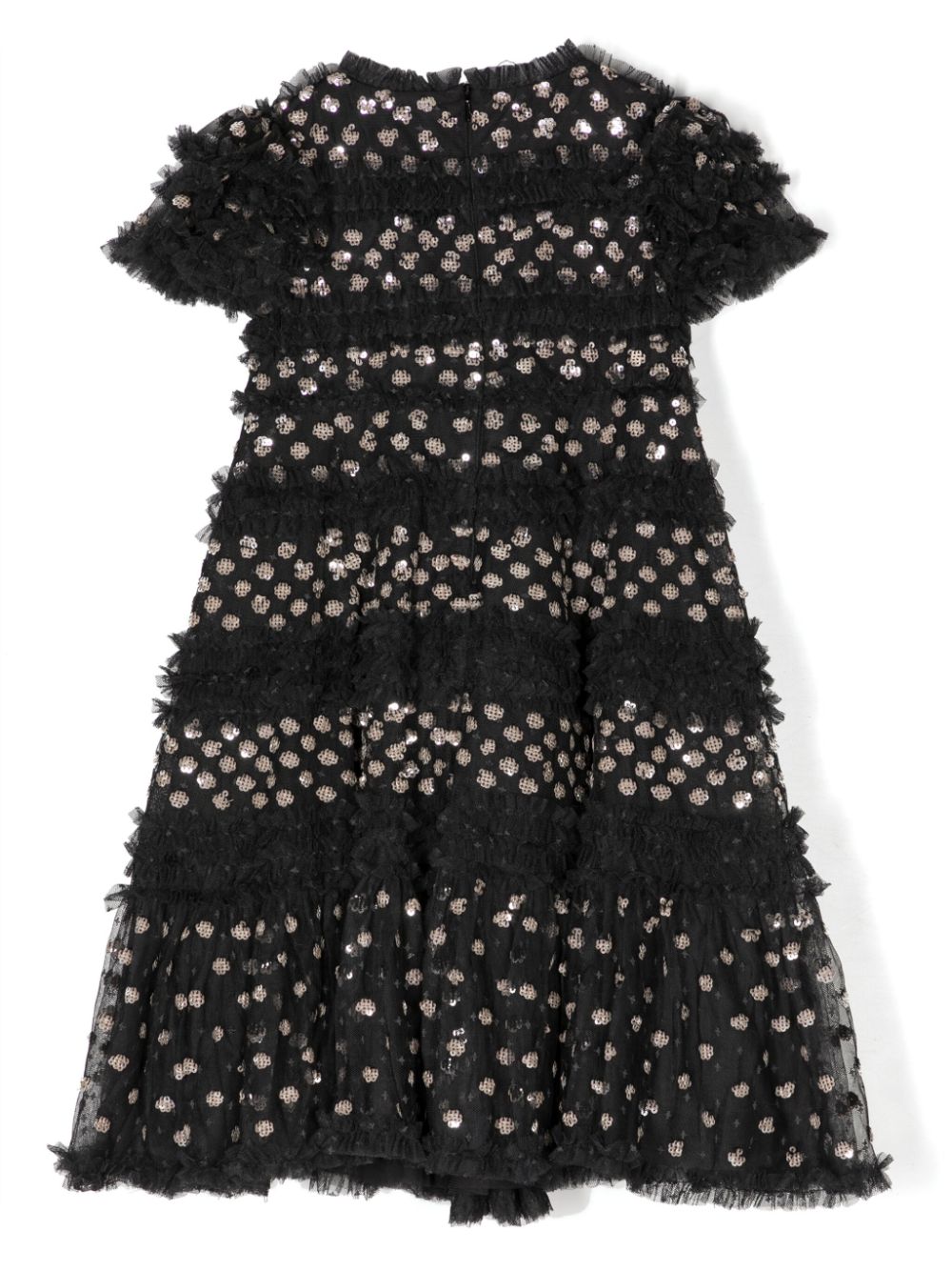 NEEDLE & THREAD KIDS sequin-embellished ruffled dress - Zwart