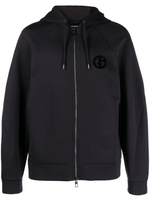 Giorgio Armani logo-embroidered zip-up hoodie