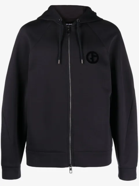 Giorgio Armani logo-embroidered zip-up hoodie