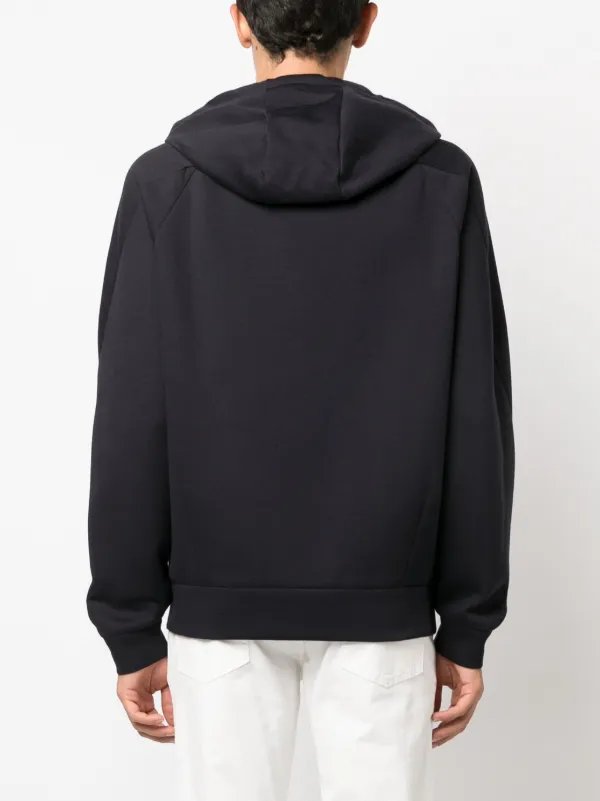Giorgio Armani logo embroidered zip up Hoodie Blue FARFETCH NO