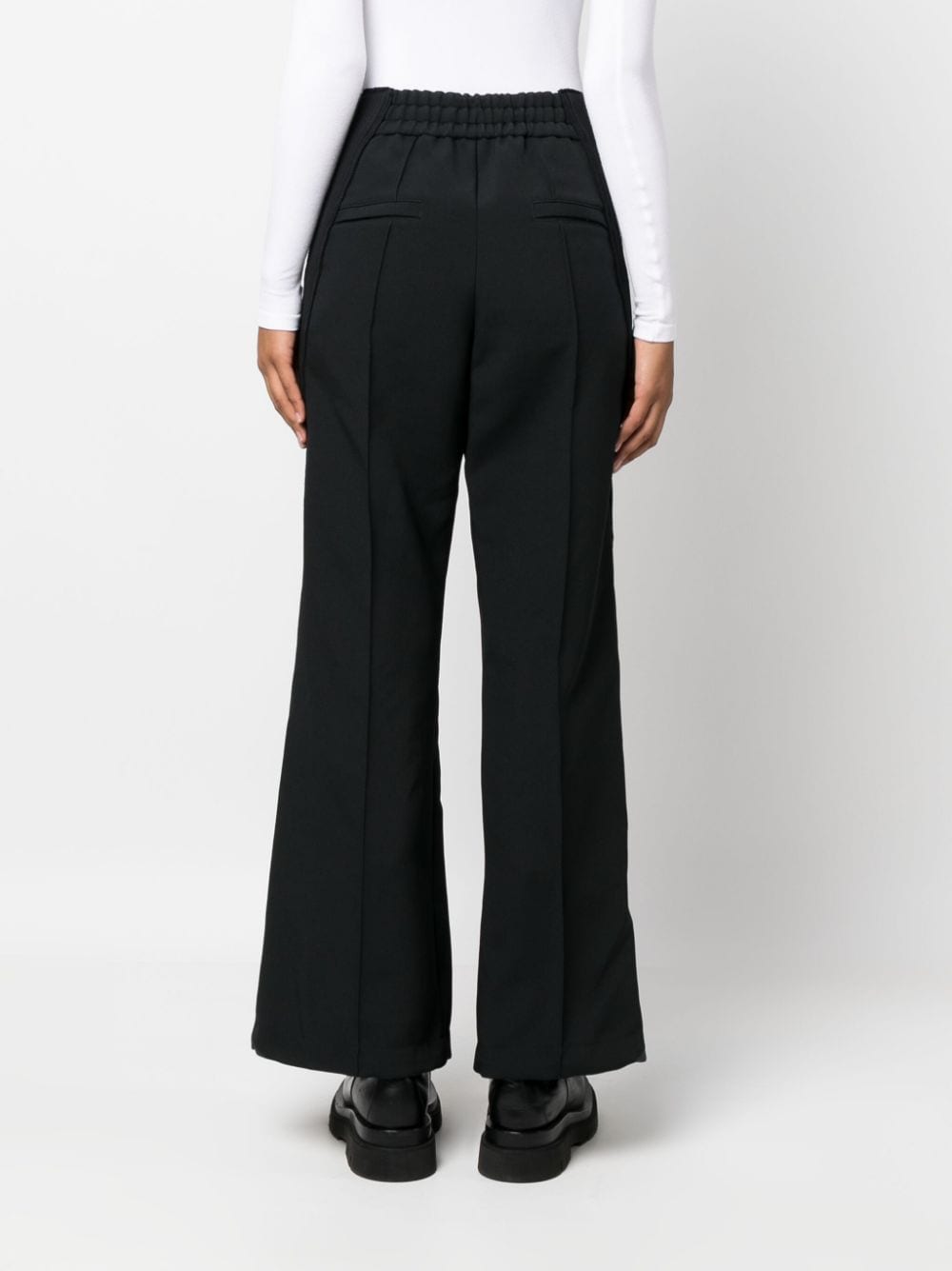 Shop Sacai Stripe-detail Straight-leg Trousers In Black