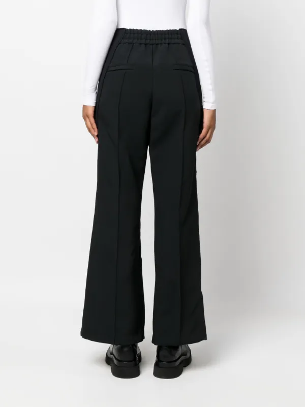 Sacai stripe-detail straight-leg Trousers | Black | FARFETCH BH