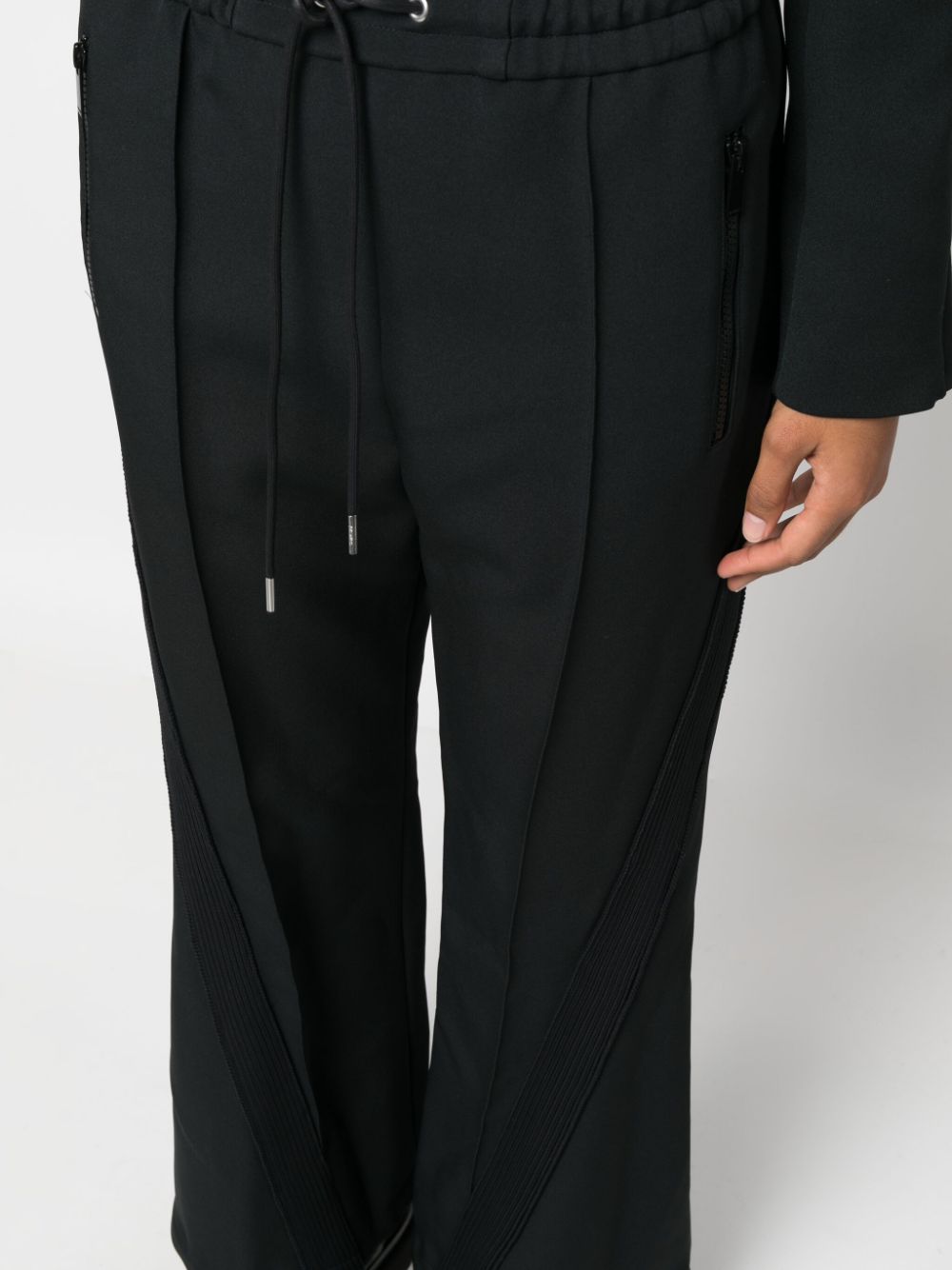 Shop Sacai Stripe-detail Straight-leg Trousers In Black