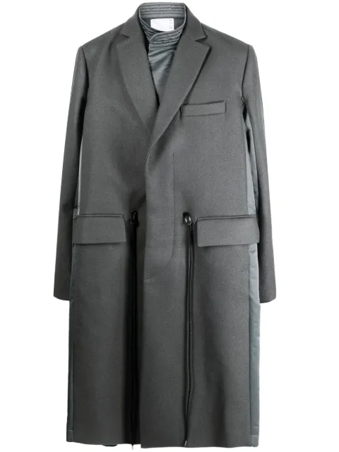 sacai drawstring wool trench coat 