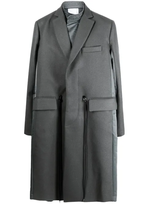 Trench en laine à lien de resserrage - sacai - Modalova
