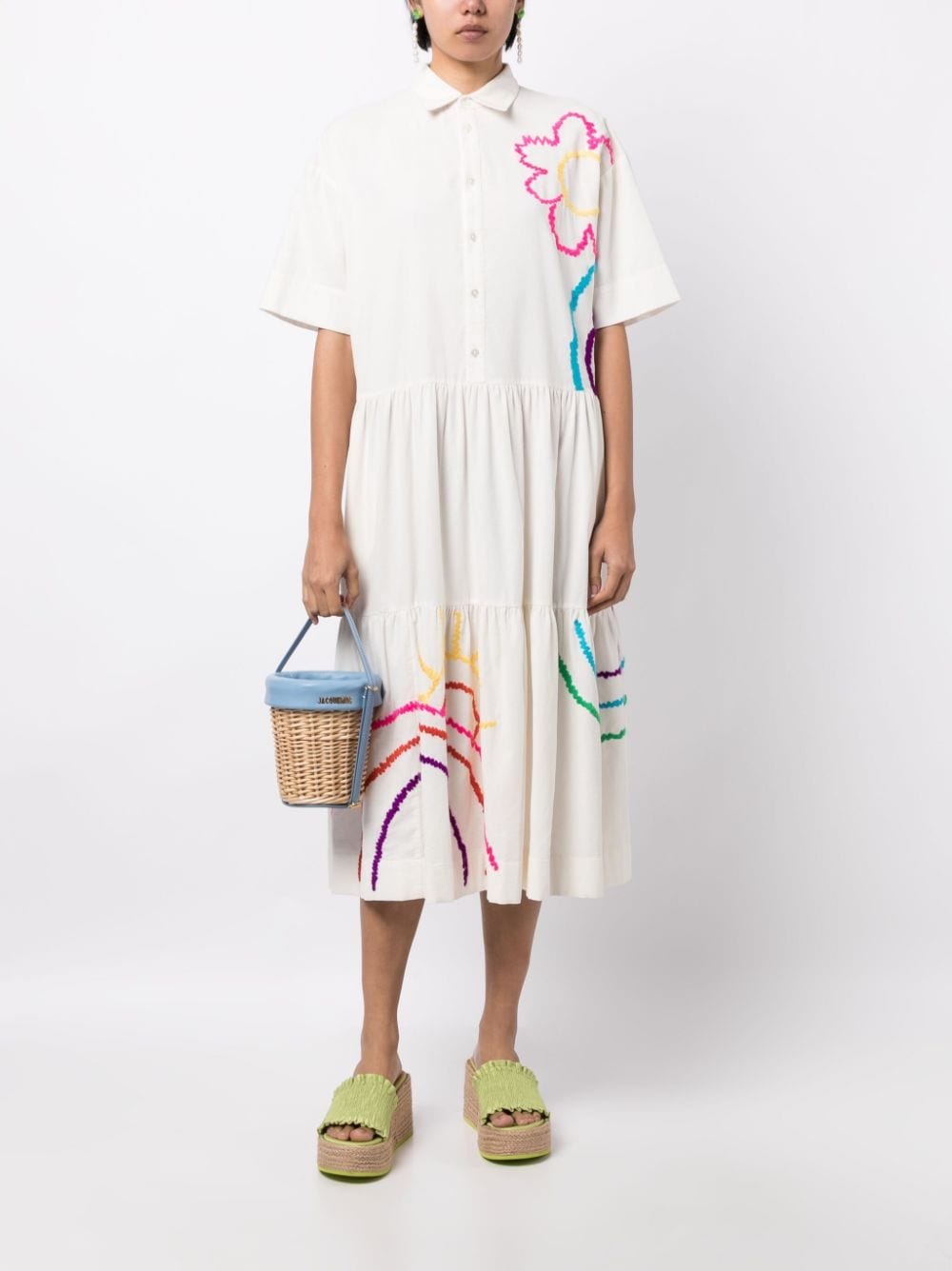 Mira Mikati embroidered short-sleeve shirtdress - Wit