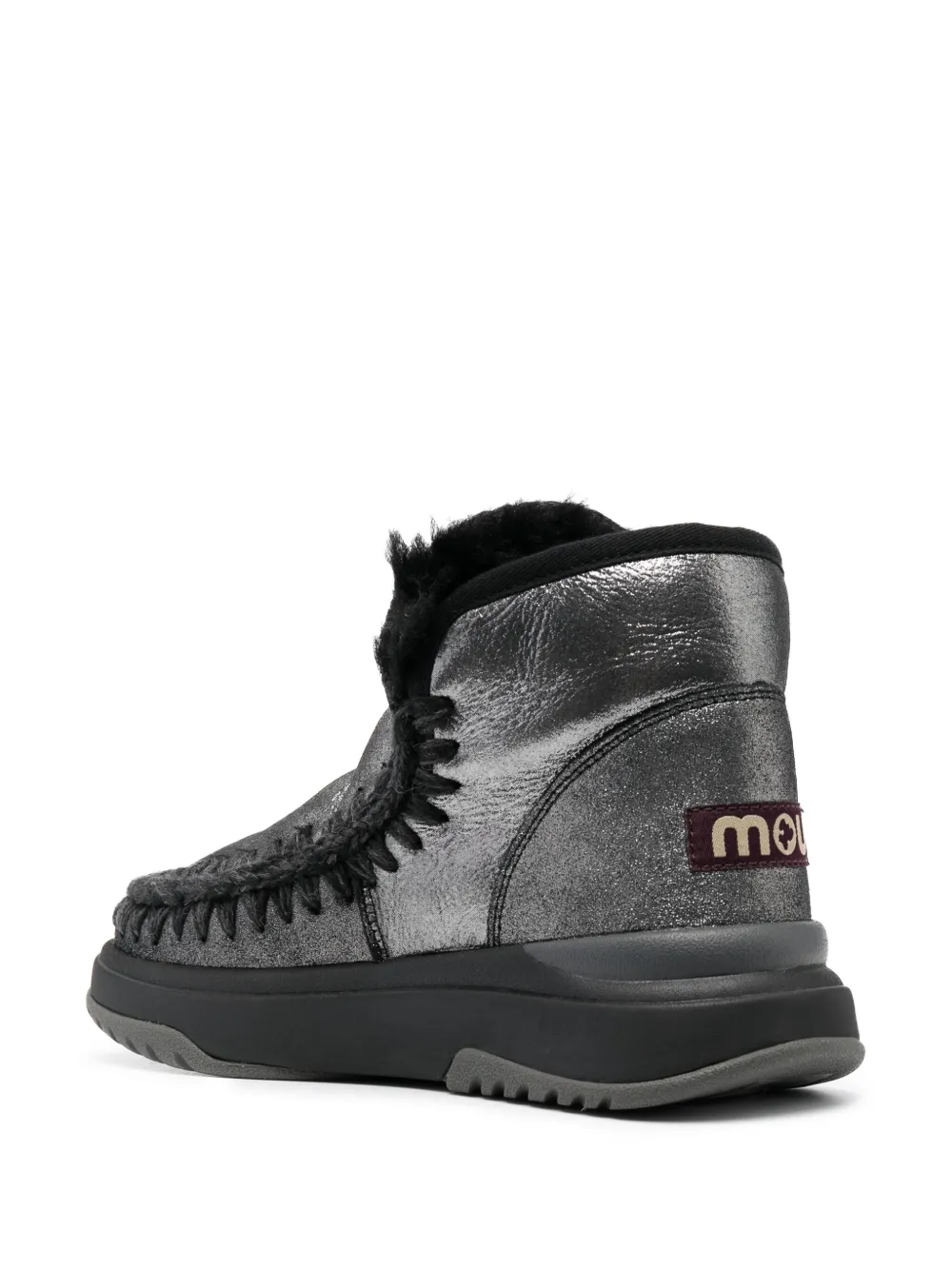 Mou Crochet Stitch-trim Sneaker Boots In Black