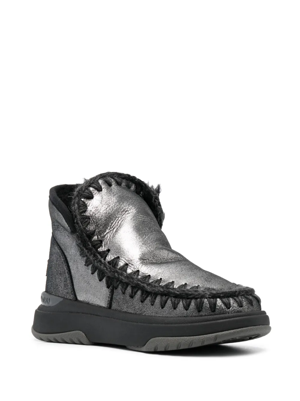 Mou Crochet Stitch-trim Sneaker Boots In Black