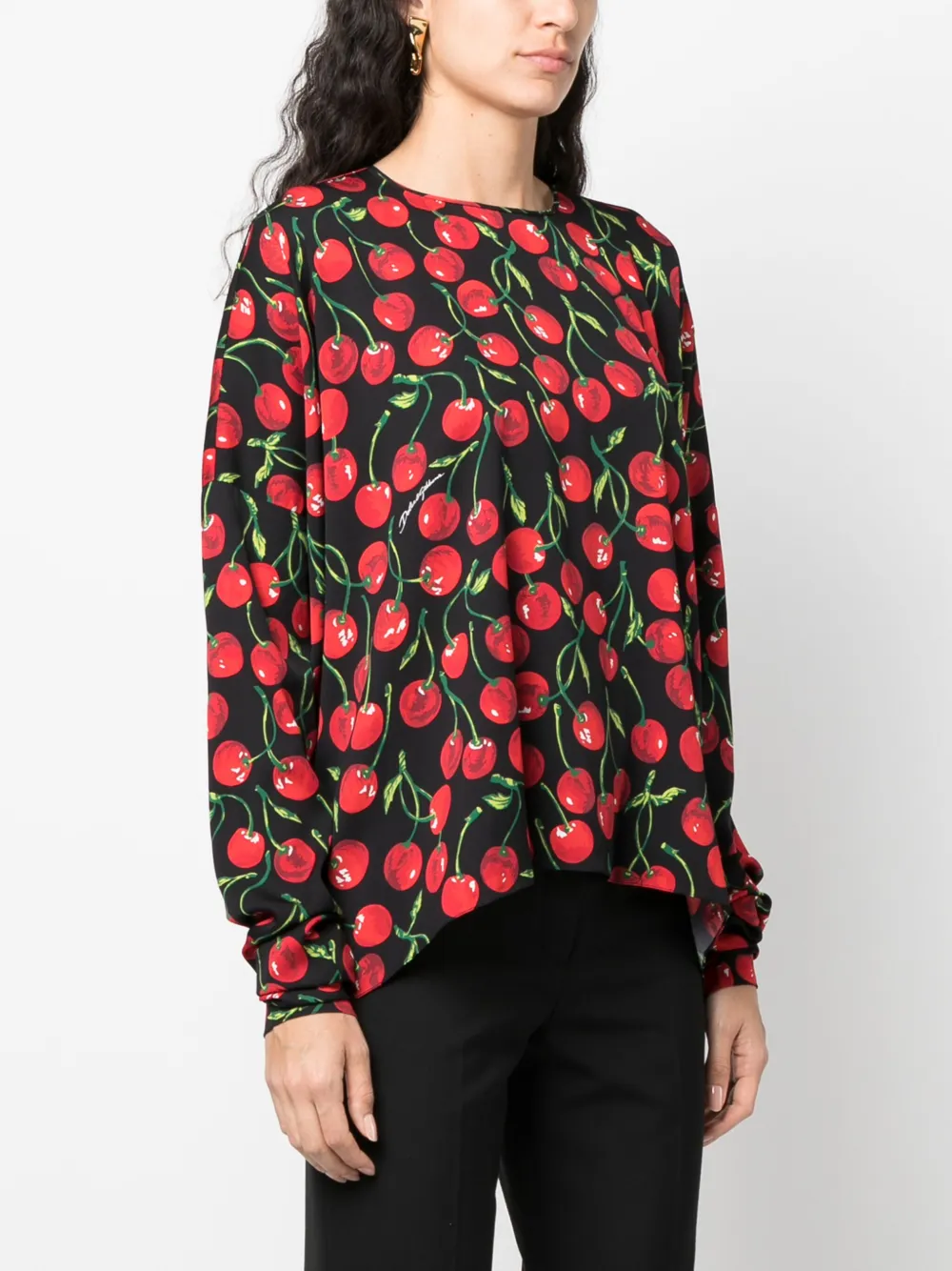  Dolce & Gabbana Cherry-print Long-sleeve Blouse - Red 