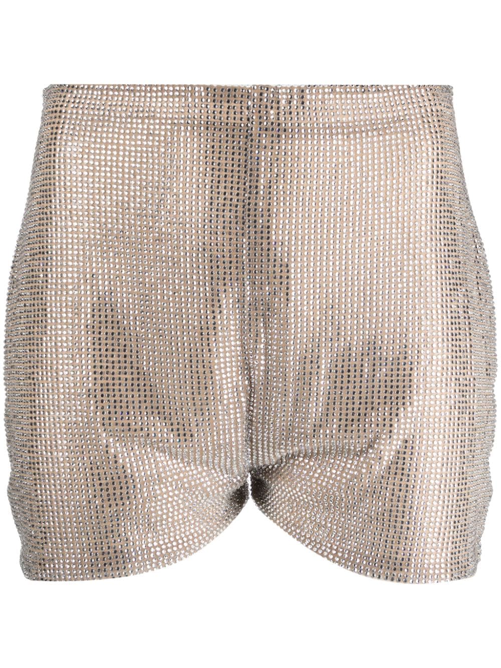rhinestone-embellished high-waist shorts