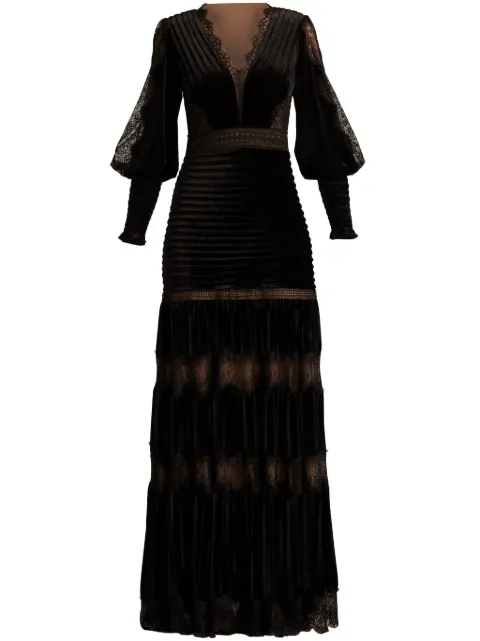Tadashi Shoji lace-embellished long-sleeve dress