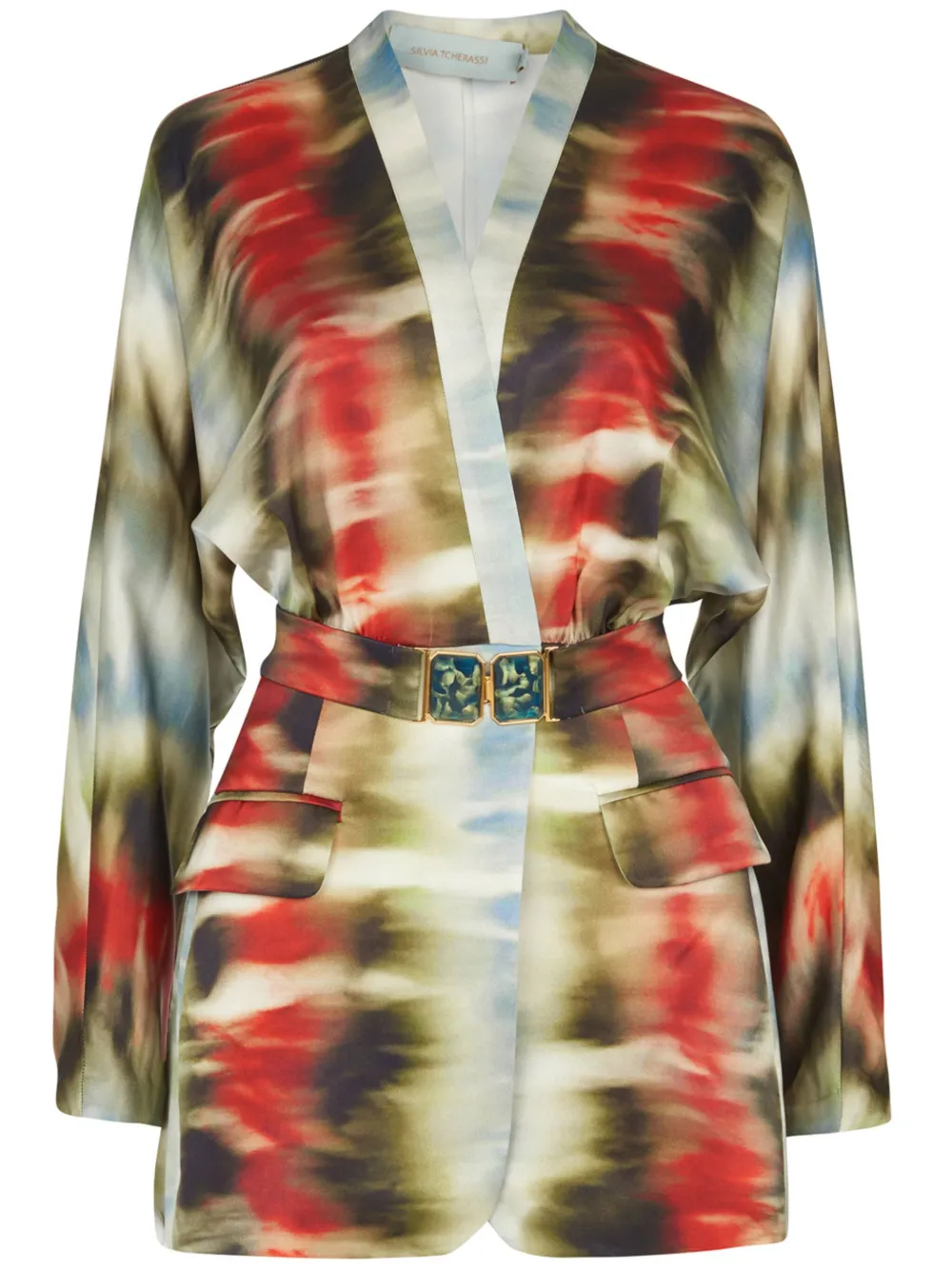 Silvia Tcherassi Vogogna Tie-dye Belted Jacket In Multicolour