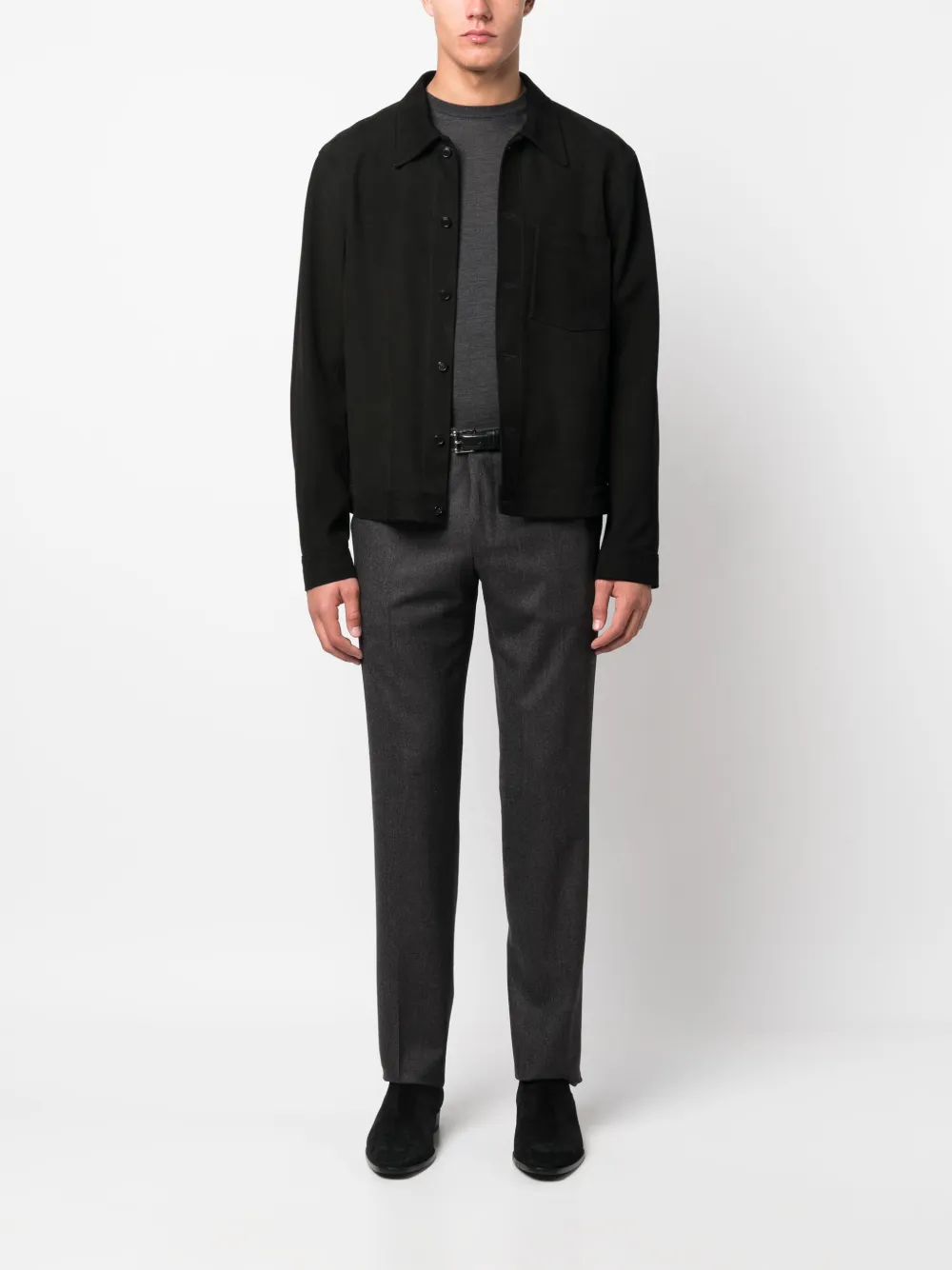 Canali straight-leg wool tailored trousers - Bruin
