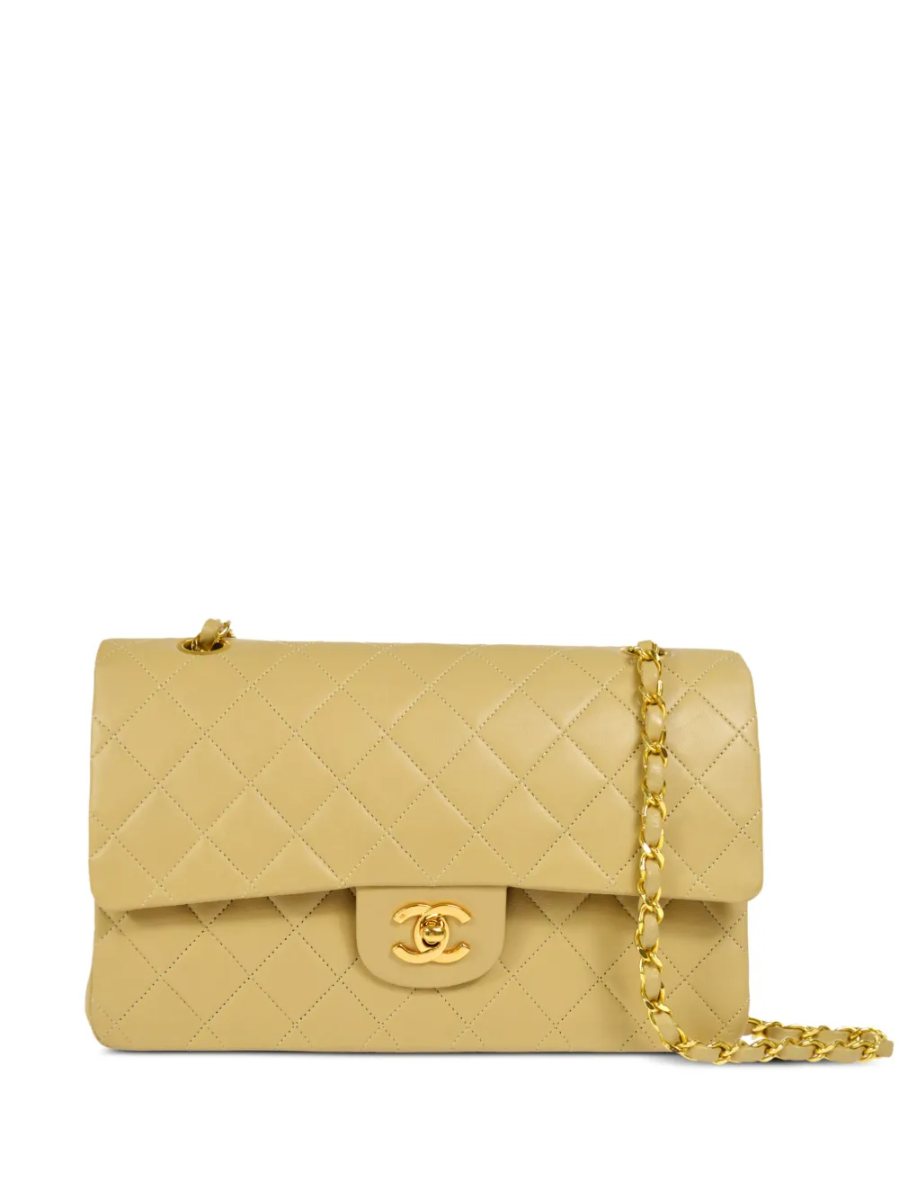 CHANEL Pre-Owned - 1990 medium Double Flap shoulder bag - women - Lambskin - One Size - Neutrals