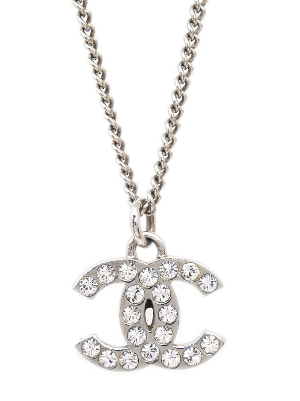 ＣＨＡＮＥＬ CC mark Rhinestone Necklace Silver plated Silver Necklace 20110 –  BRANDSHOP-RESHINE