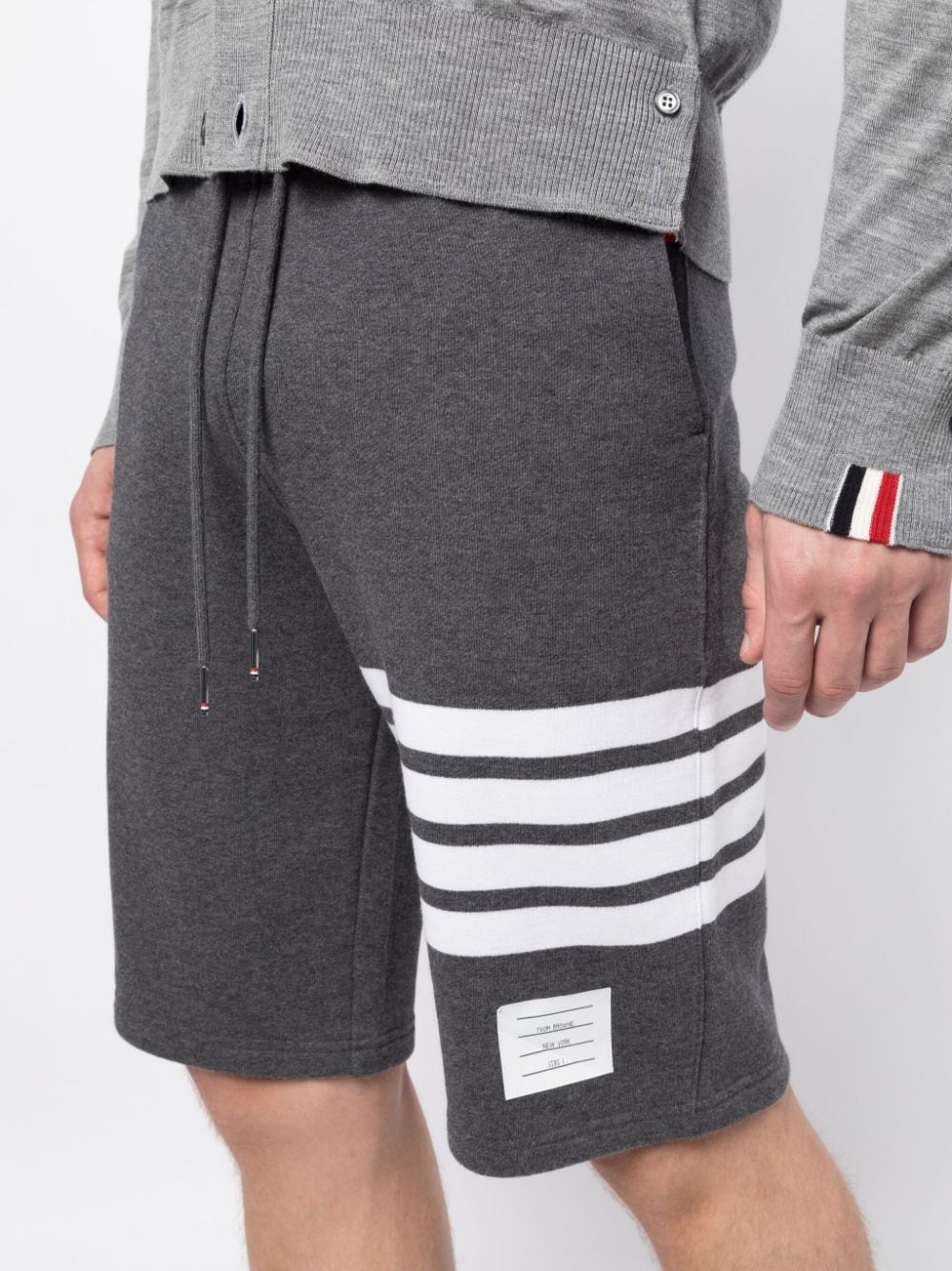 Shop Thom Browne 4-bar Cotton Track Shorts In Grau