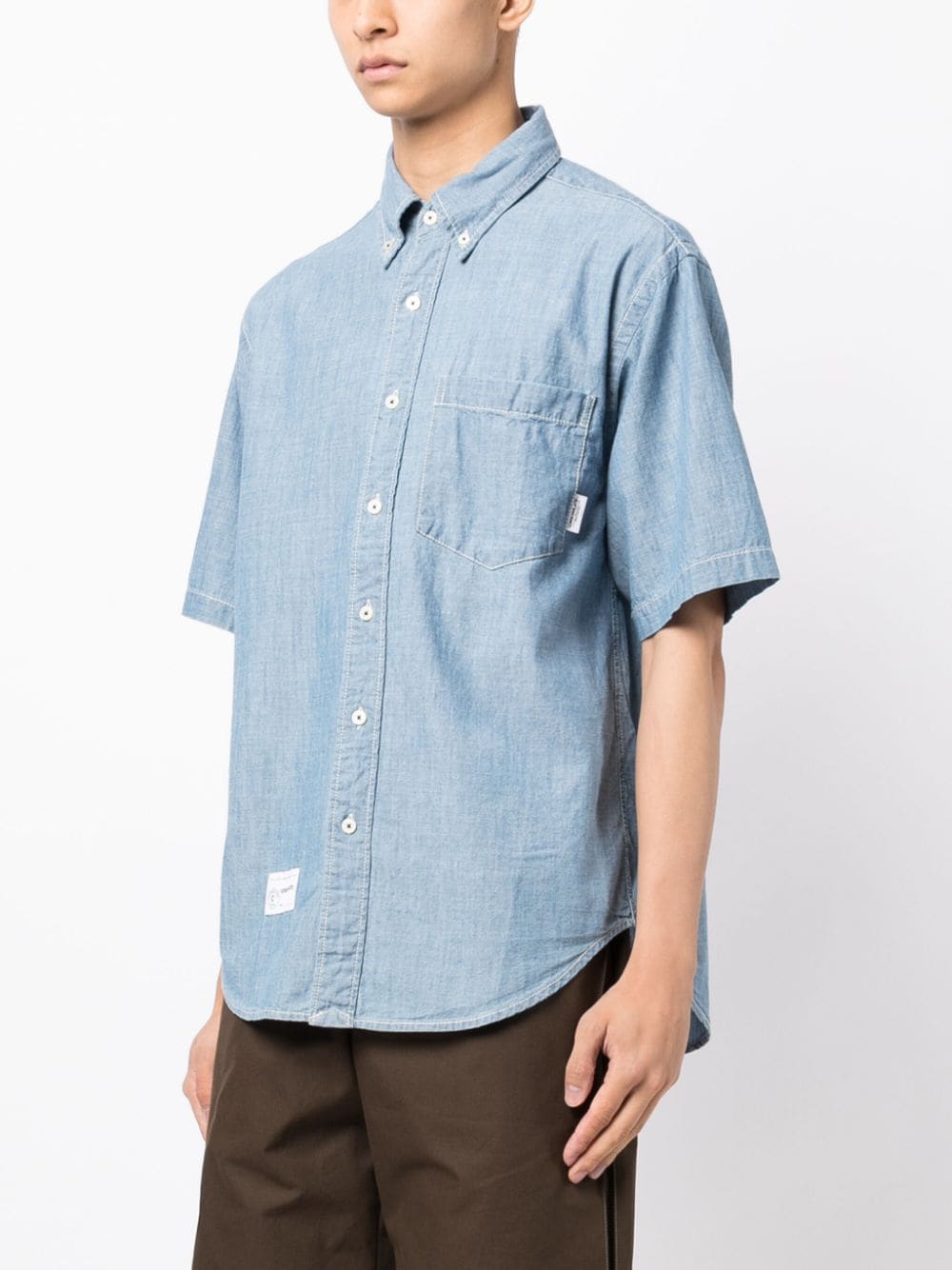 Shop Chocoolate Short-sleeve Denim Shirt In Blue