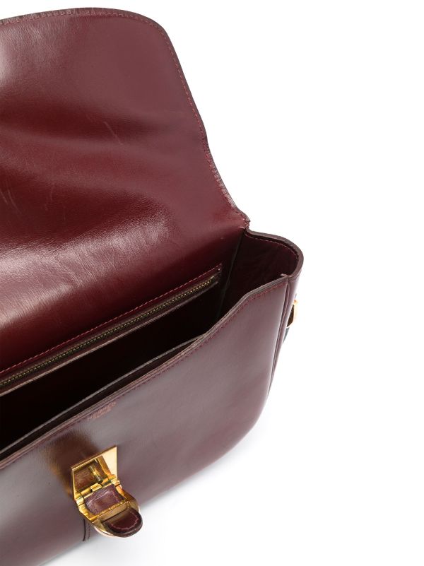 1970s Balenciaga Maroon Monogram Crossbody Bag