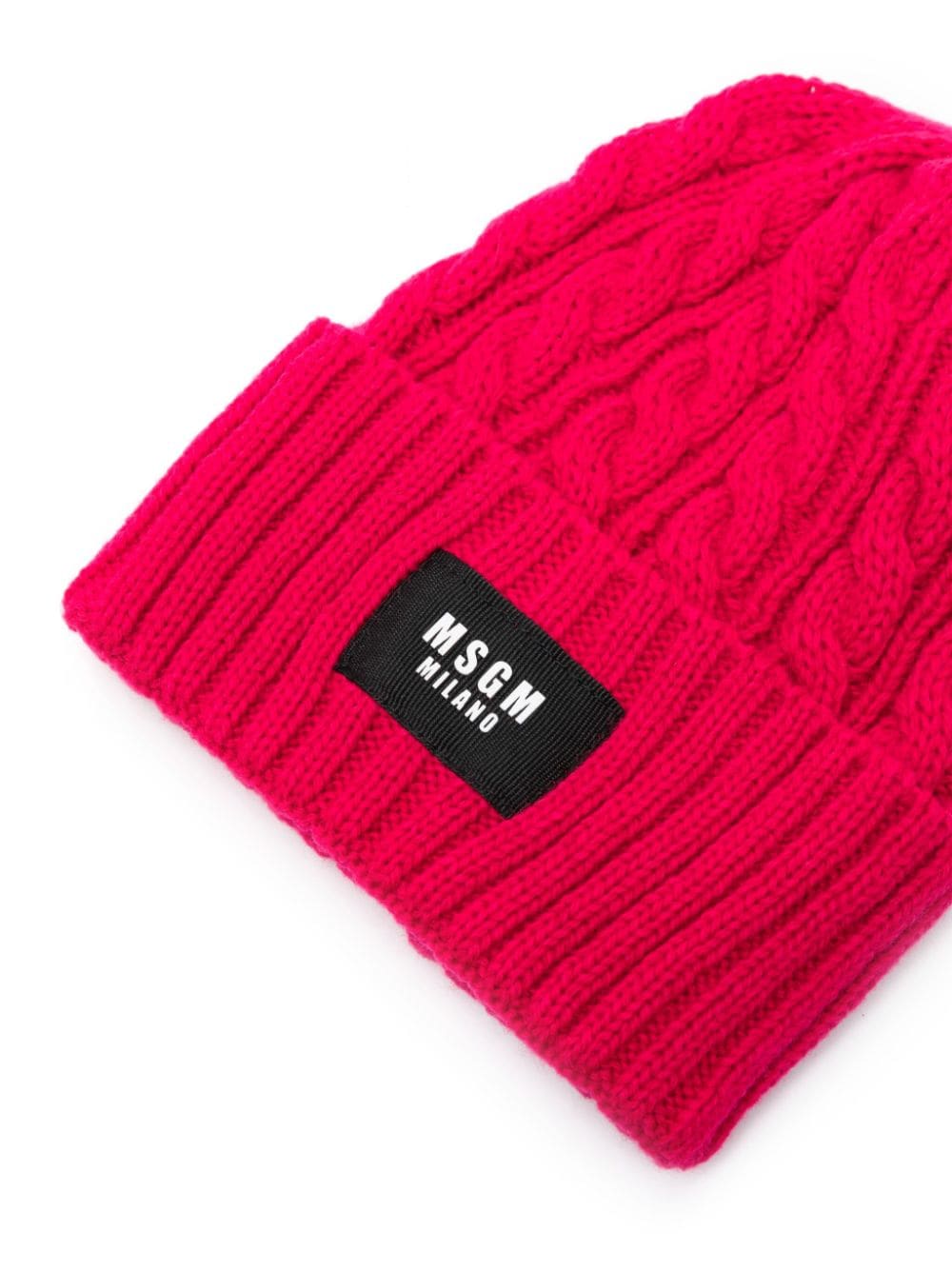 Image 2 of MSGM Kids cable-knit logo-tag beanie