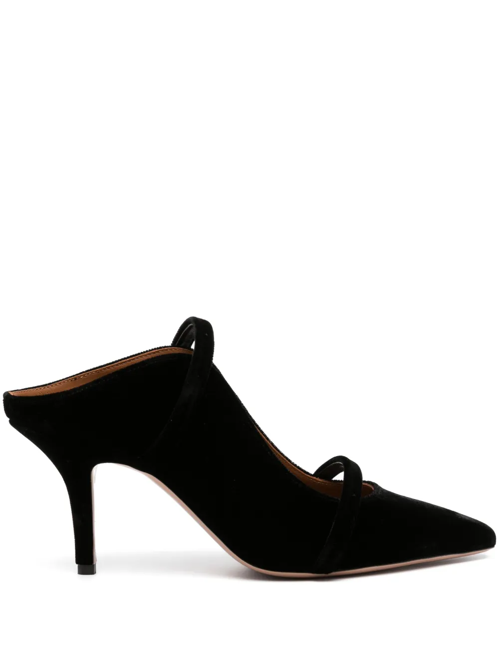 Malone Souliers Maureen 70 Pointed Mules In Nappa Leather In Black