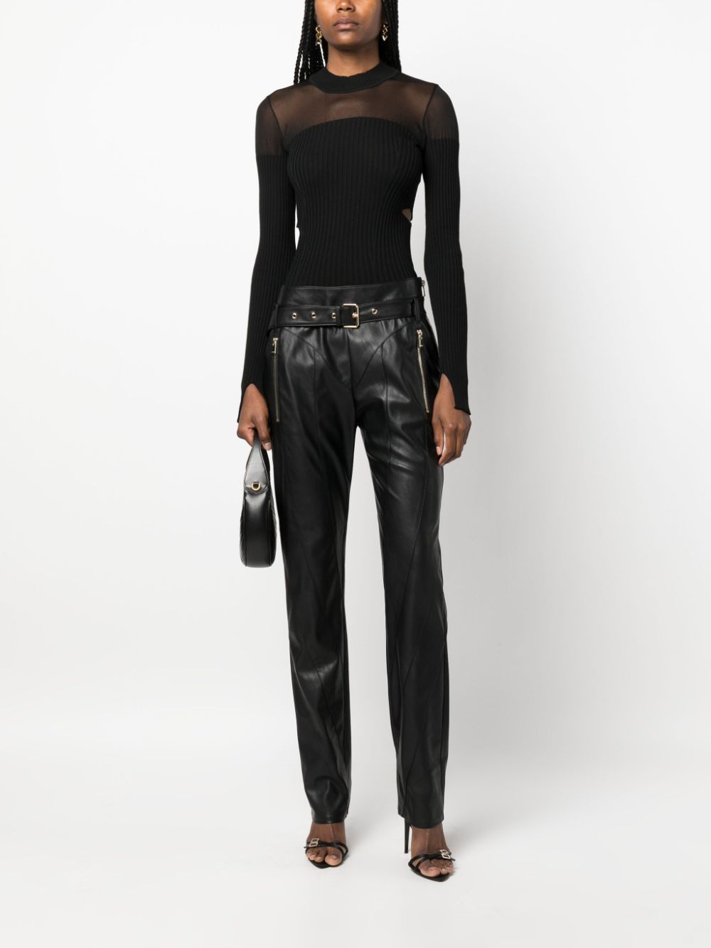 PINKO belted straight-leg trousers - Zwart