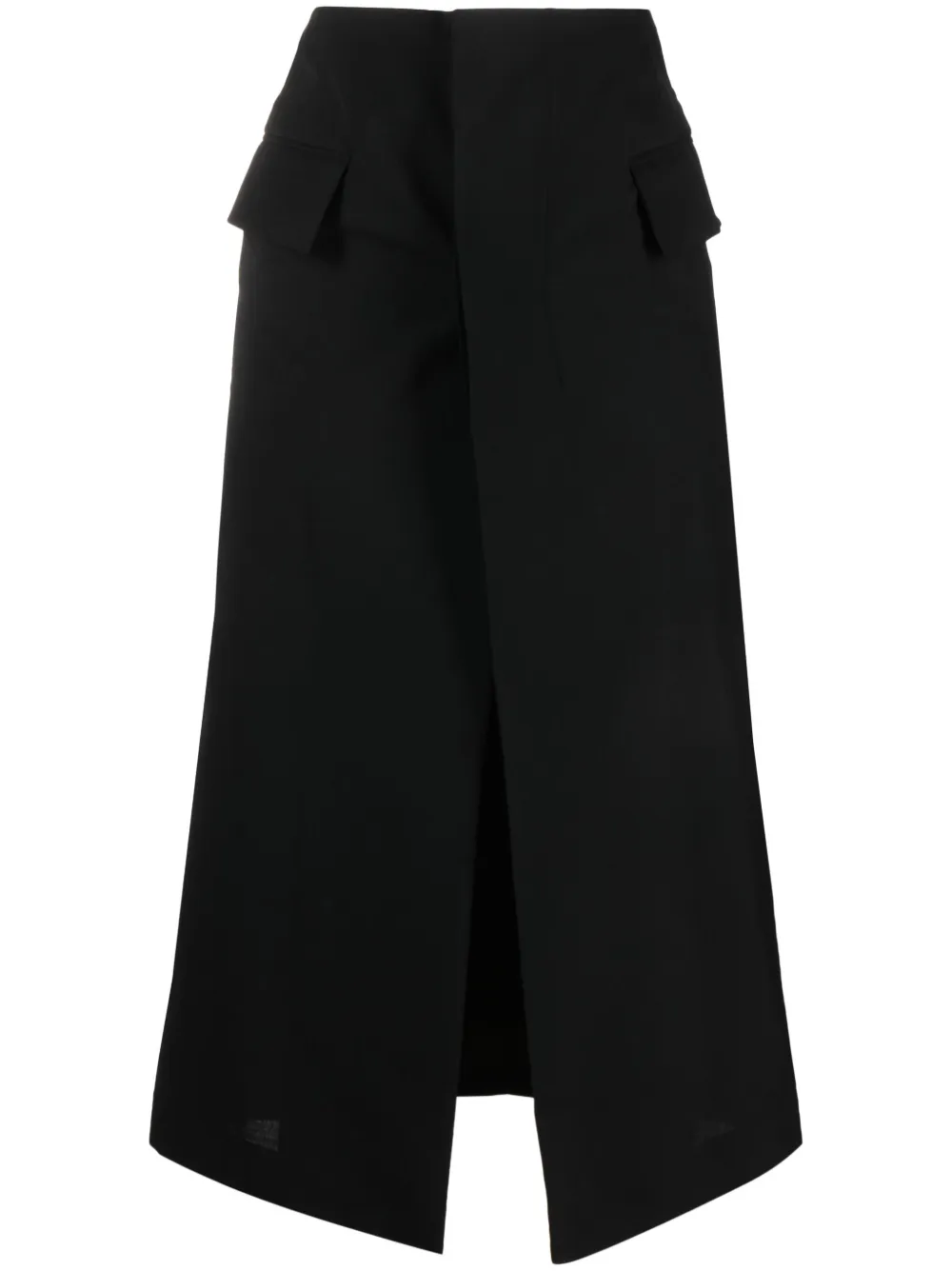 sacai asymmetric midi skirt – Black