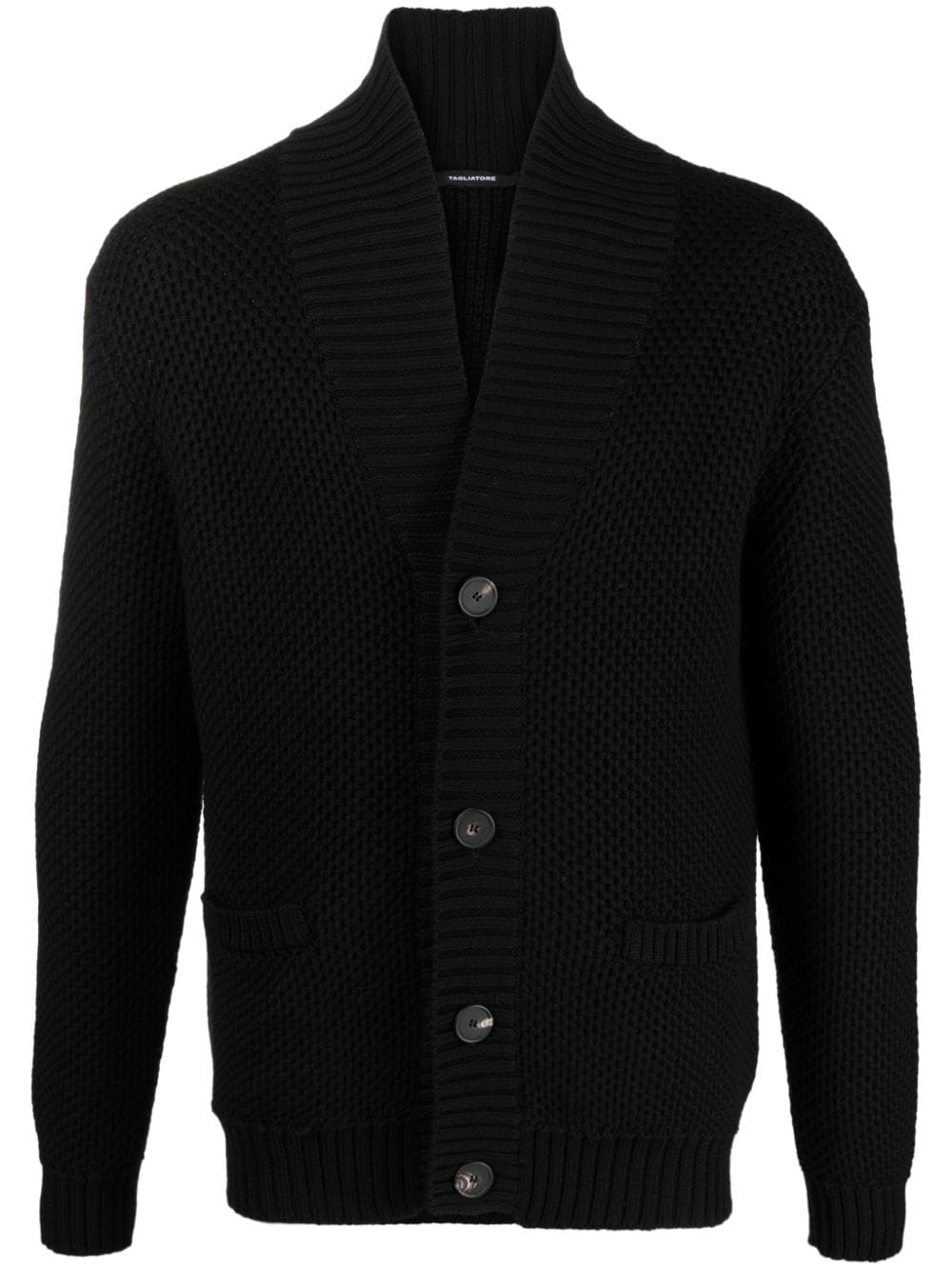 Shop Tagliatore Chunky-knit Virgin Wool Cardigan In Black