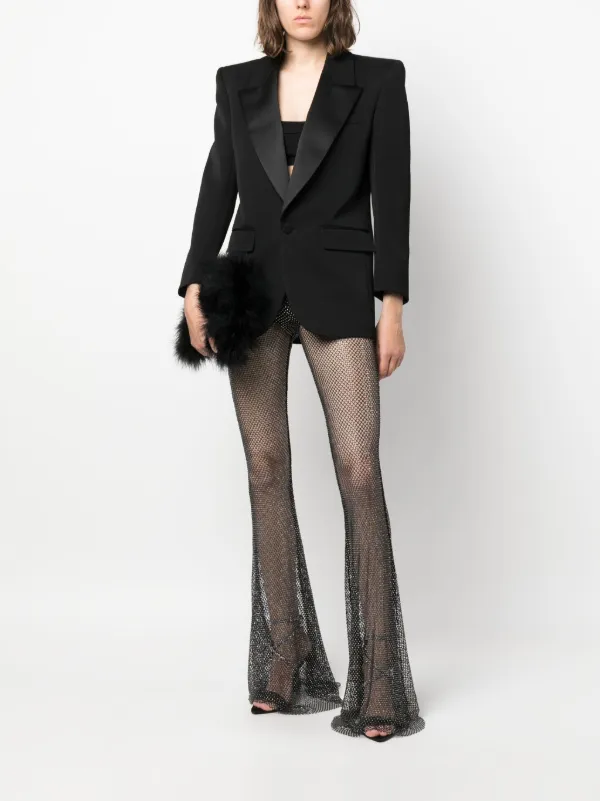 【Giuseppe Di Morabito】ビスコースジャージーのフレアパンツ Giuseppe Di Morabito Fishnet Palazzo Trousers | Black | FARFETCH