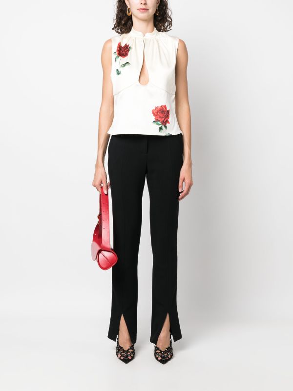 Magda Butrym rose-print Silk Blouse - Farfetch