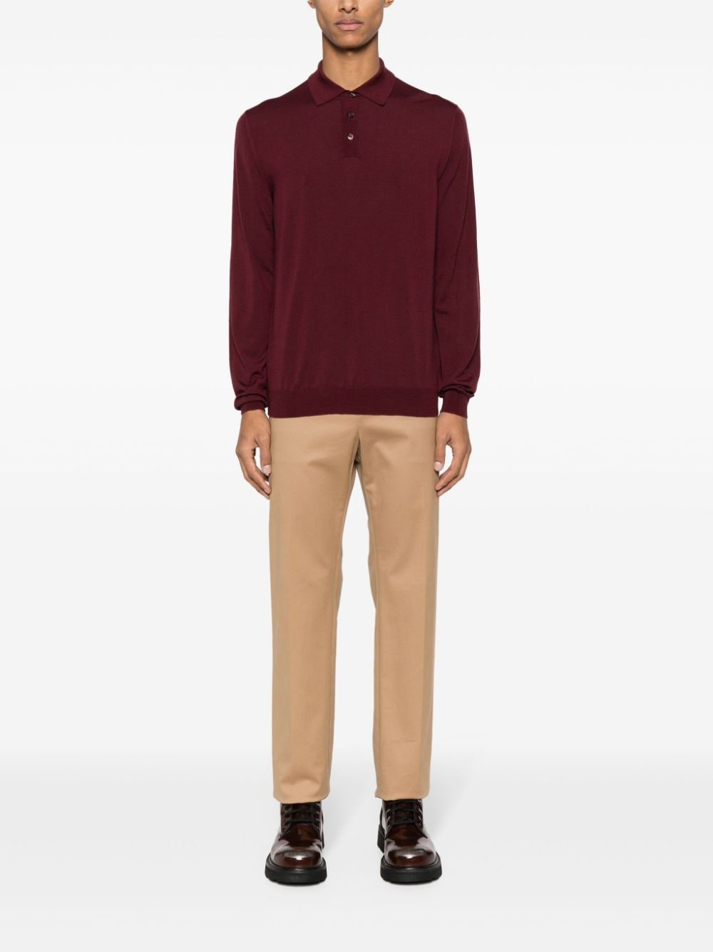 Shop Zanone Fine-knit Polo Shirt In Rot