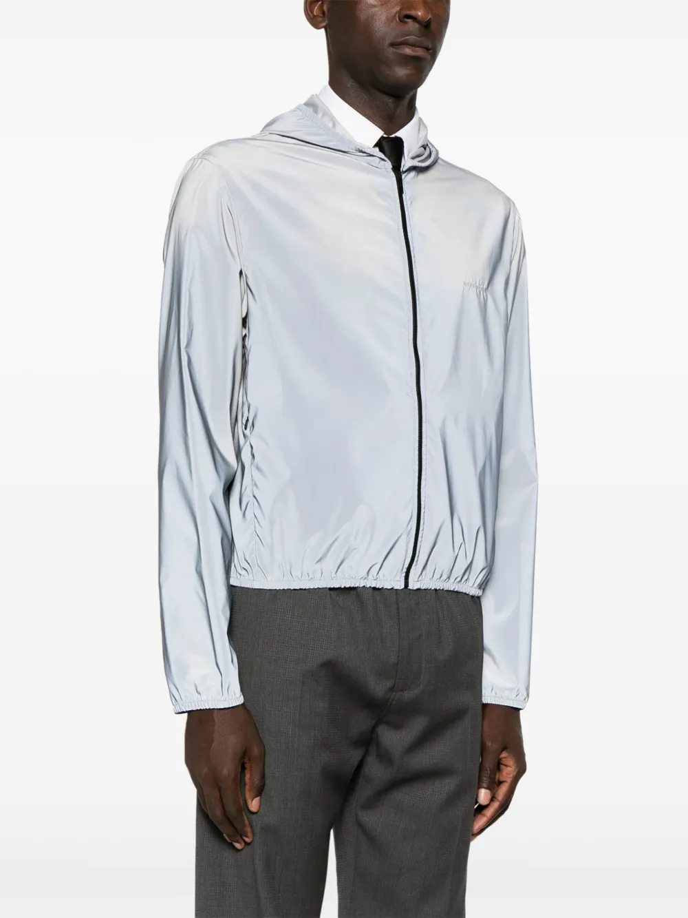 Givenchy Blue Logo-embroidered Reflective Windbreaker In Blue