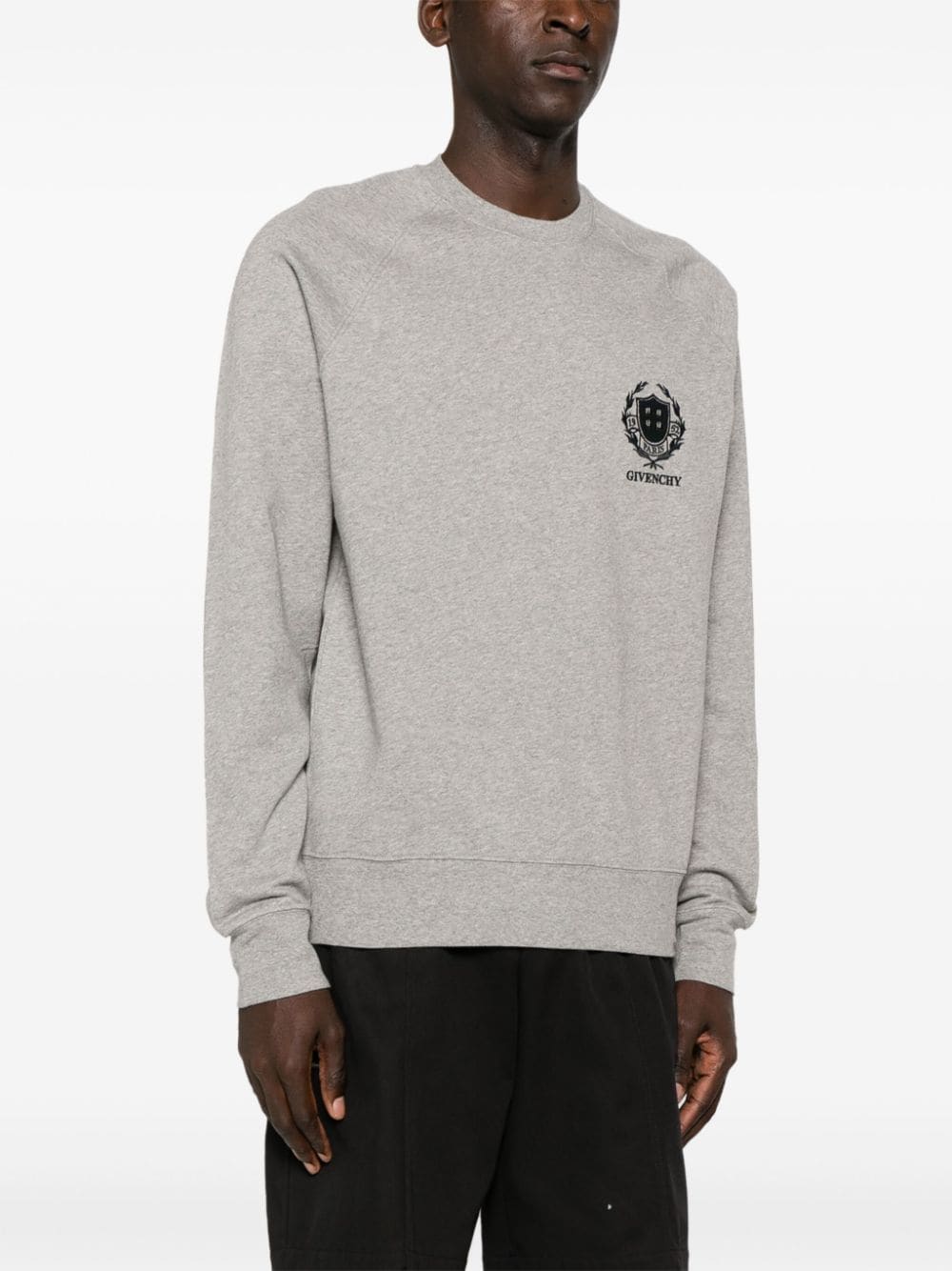 Shop Givenchy Logo-embroidered Cotton Sweatshirt In Grey
