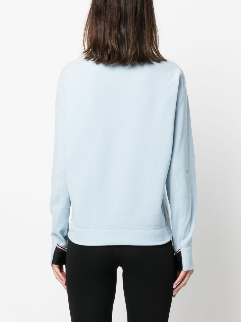 Shop Moncler Logo-patch Fleece-texture Sweatshirt In Blue