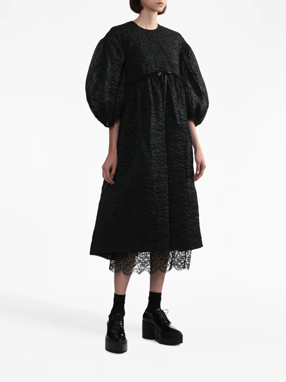 Simone Rocha Jurk met pofmouwen - Zwart