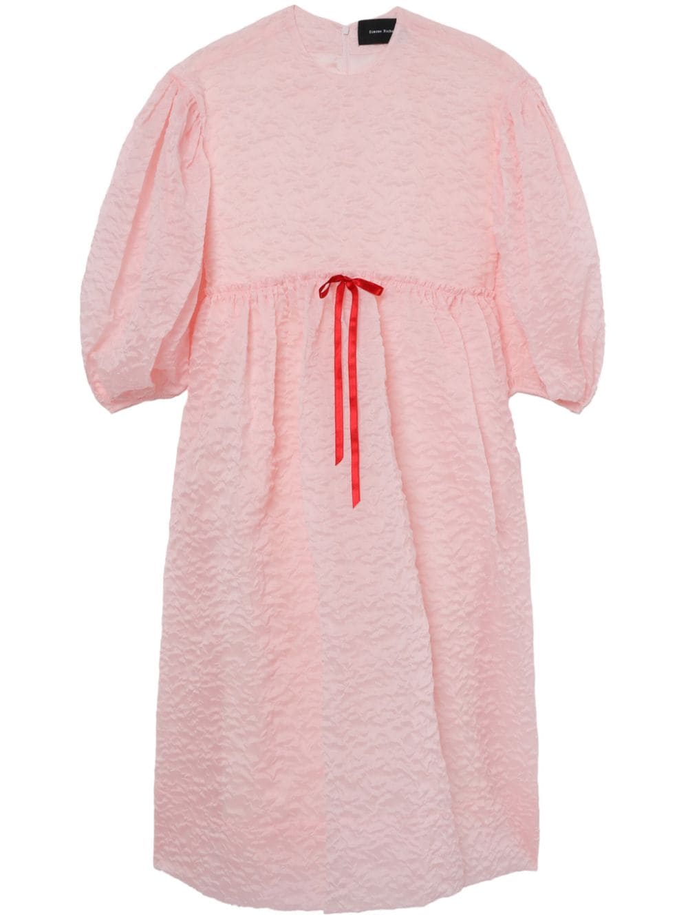 Simone Rocha Puff-sleeve Matelassé Dress In Pink