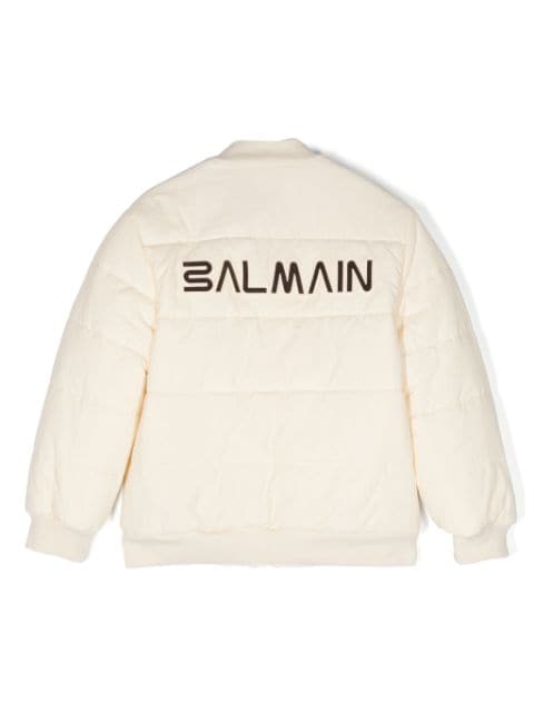 logo-print padded bomber jacket