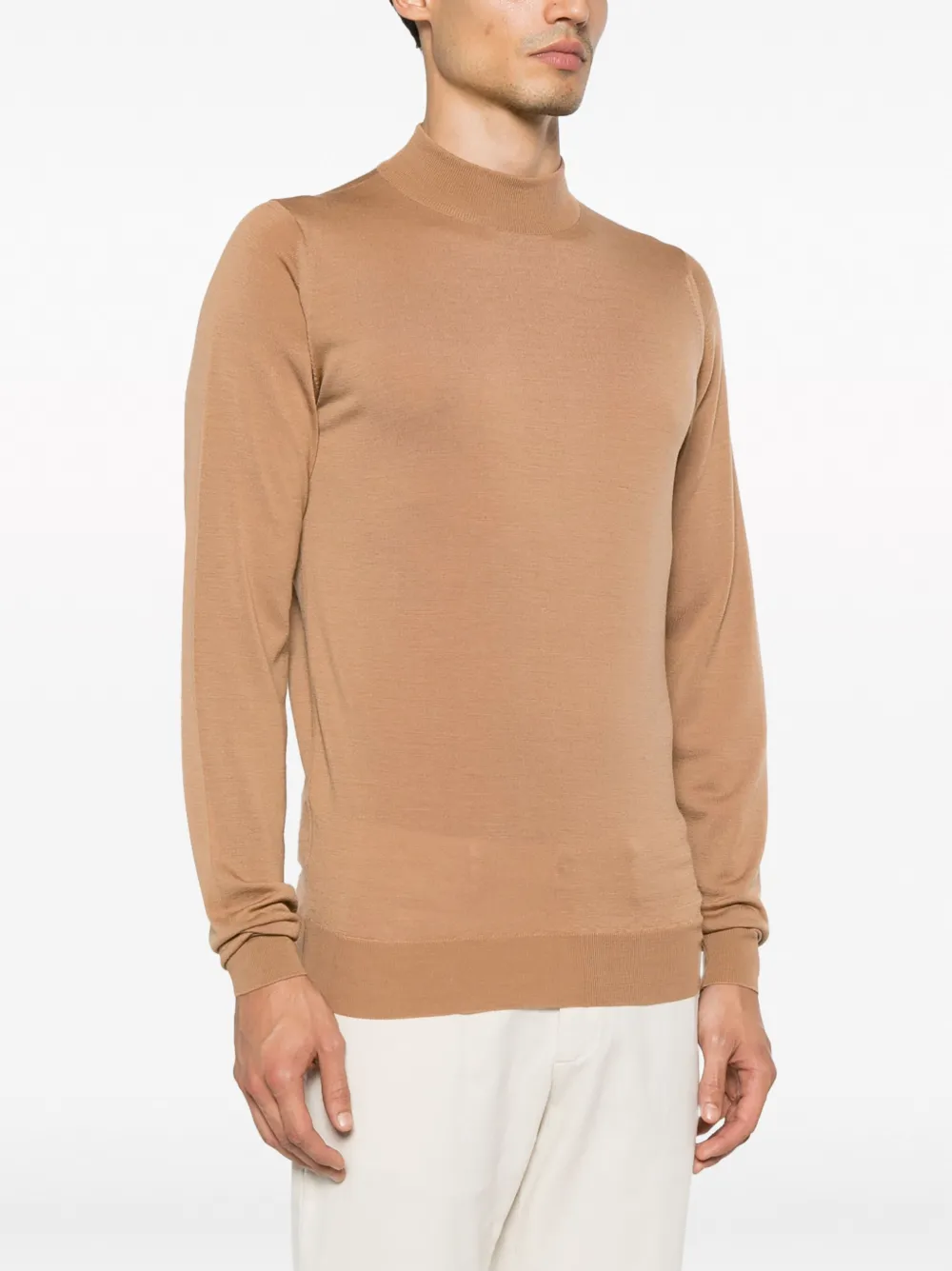 John Smedley Harcourt trui van merinowol Bruin