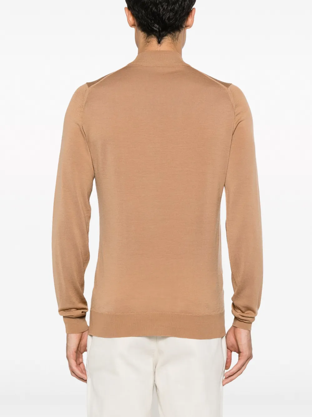 John Smedley Harcourt trui van merinowol Bruin