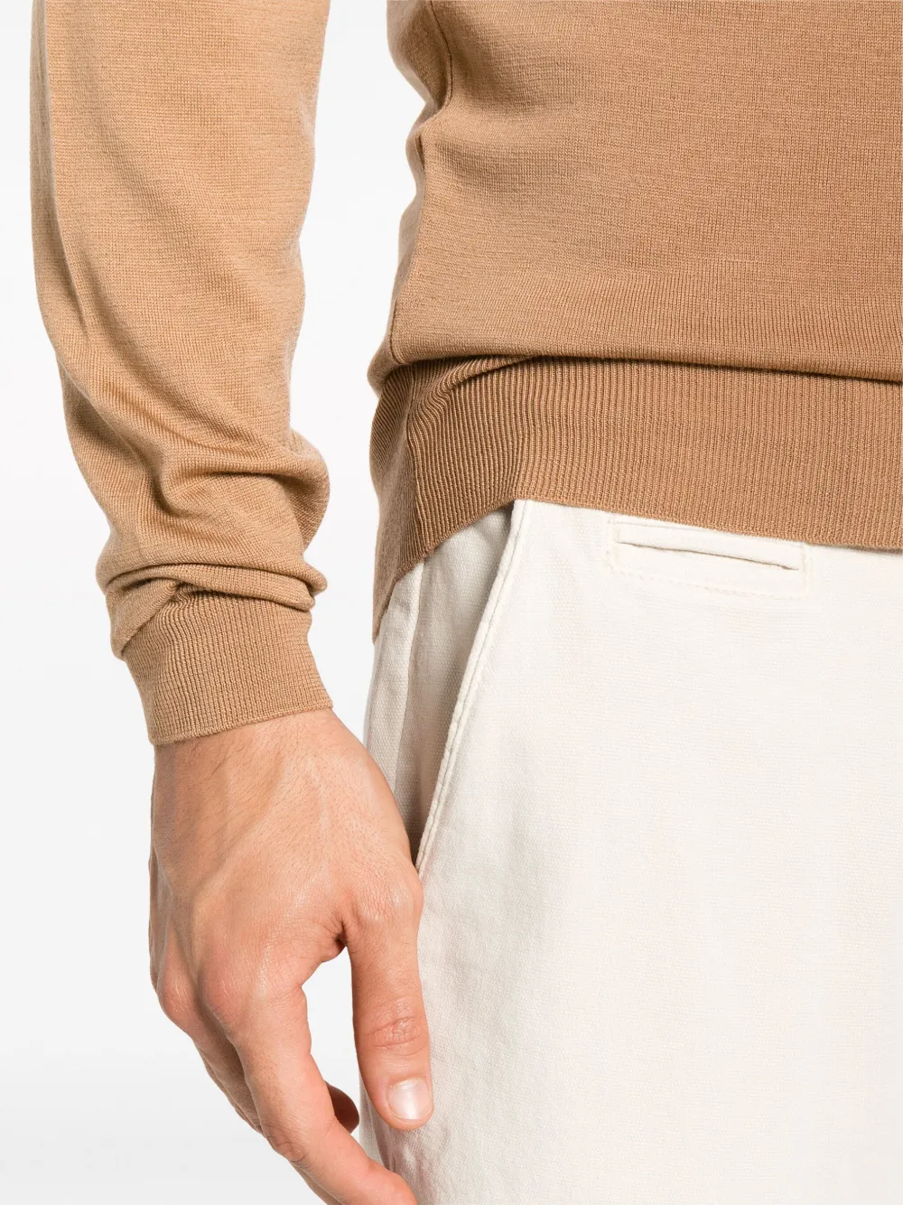 John Smedley Harcourt trui van merinowol Bruin