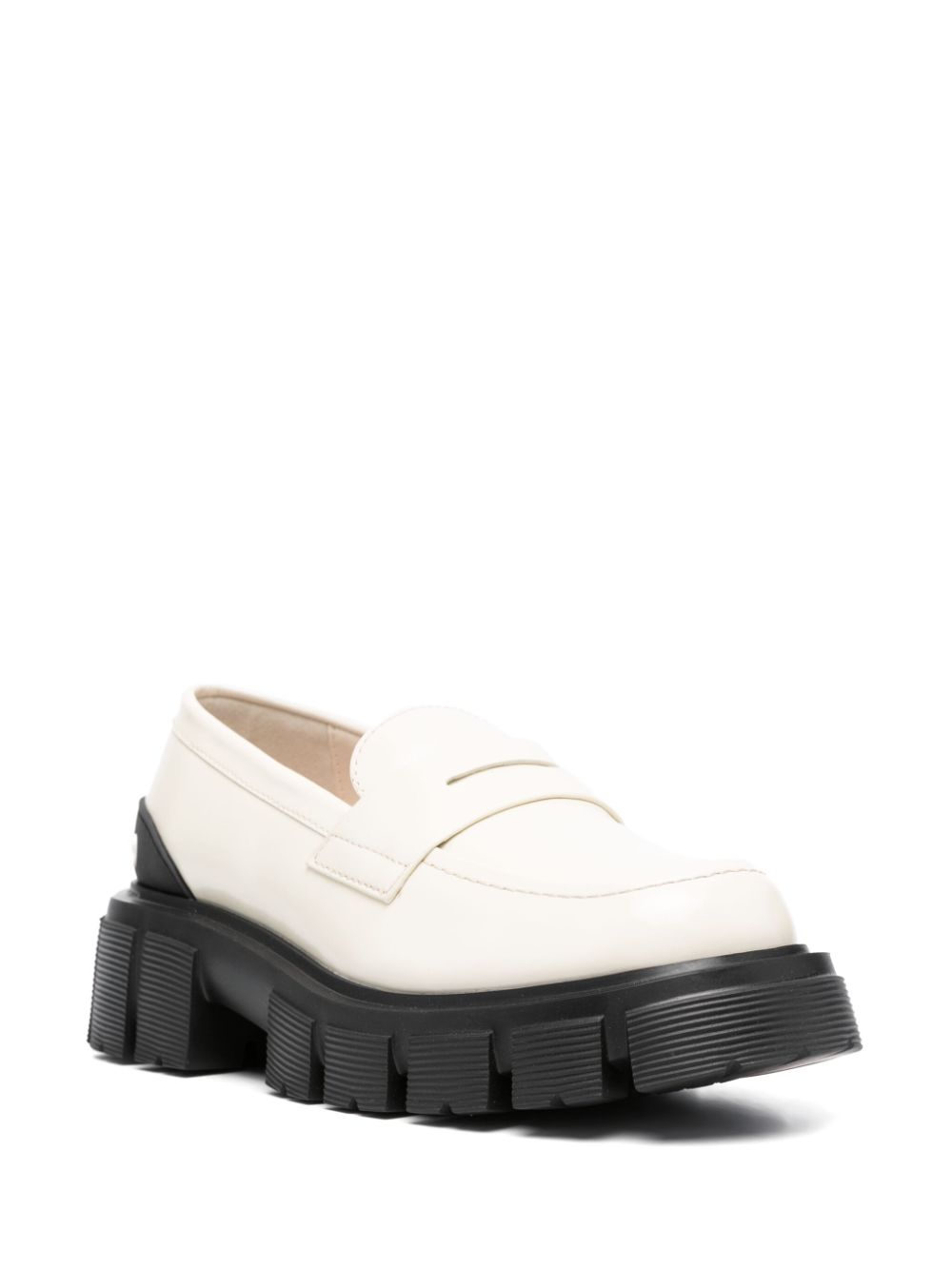 Love Moschino logo-raised detail leather loafers - Beige