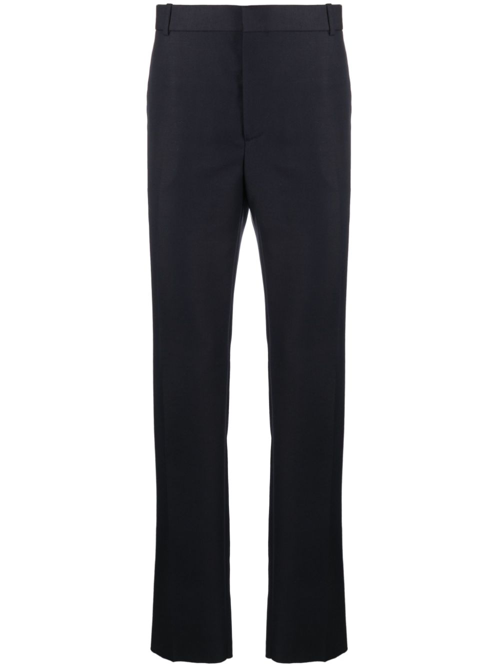 wool-blend straight-leg trousers