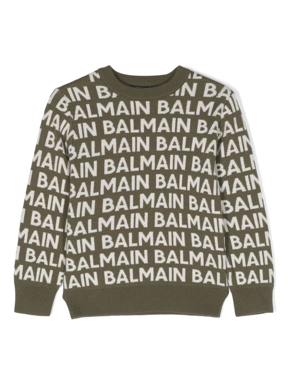 Image 1 of Balmain Kids logo-intarsia knitted jumper
