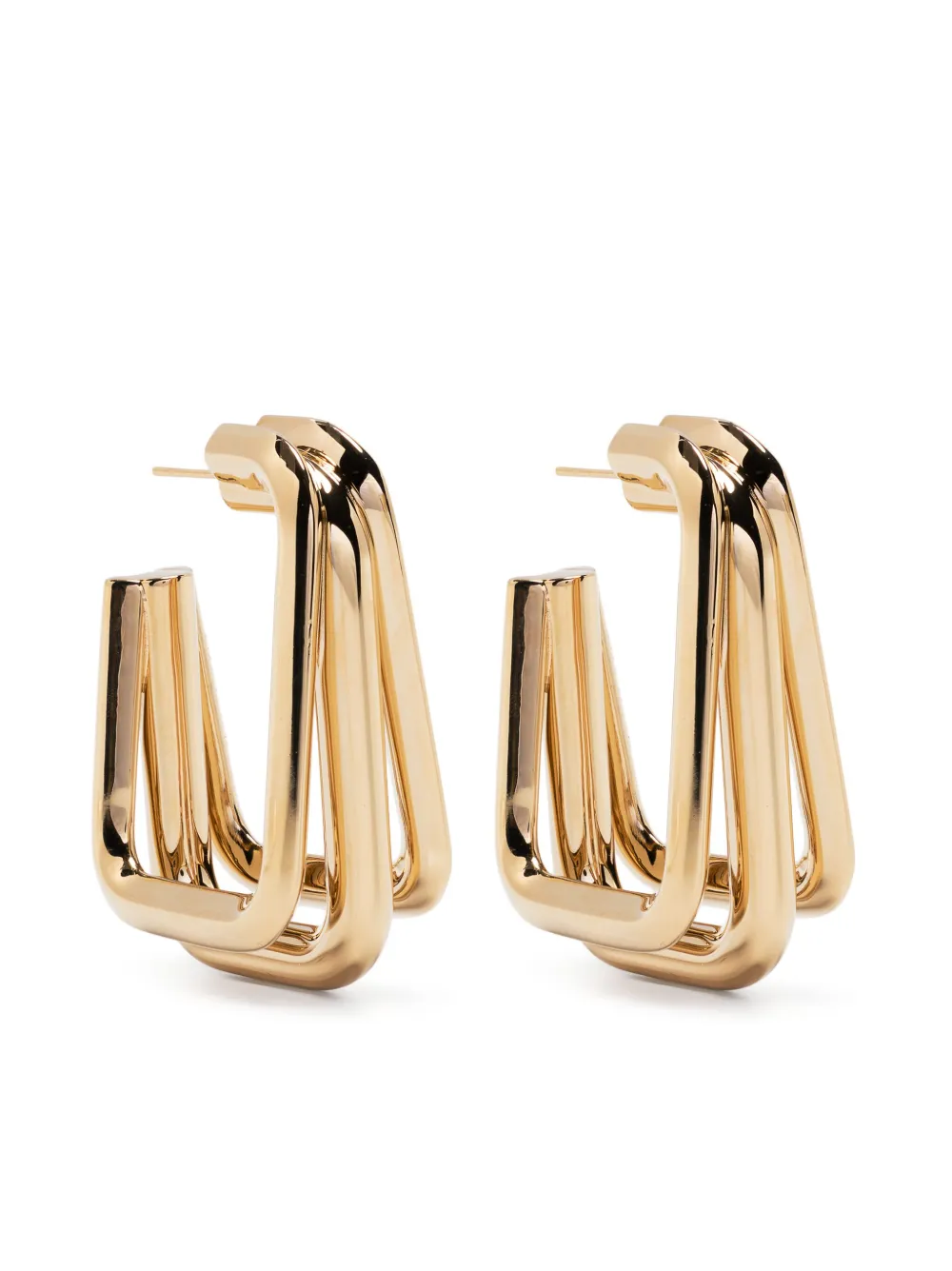 Saint Laurent Logo-engraved Square Hoop Earrings In Gold