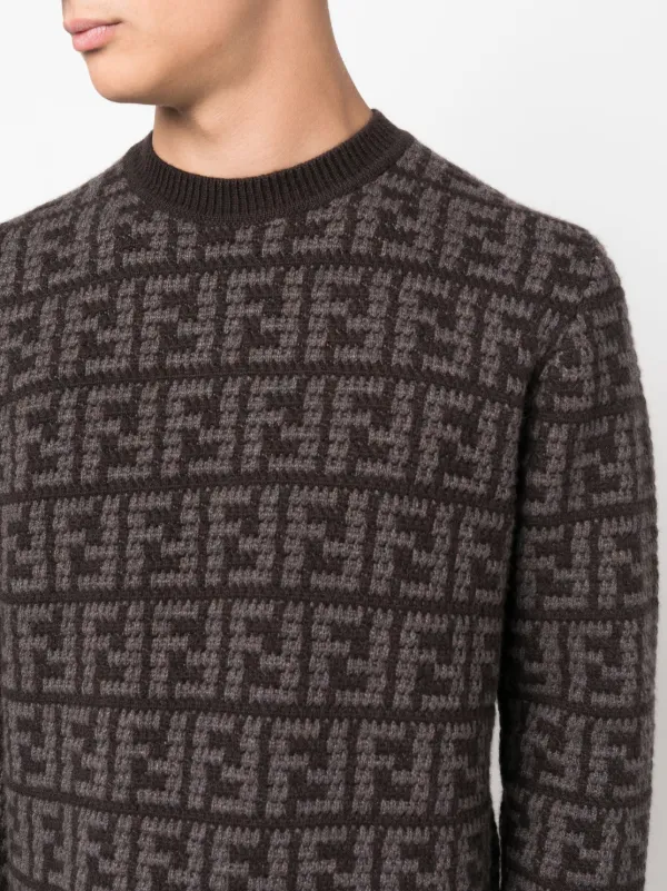 FENDI FF motif Cashmere Jumper Brown FARFETCH IE