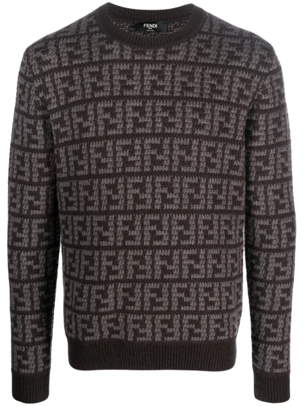 FENDI FF motif Cashmere Jumper Brown FARFETCH IE