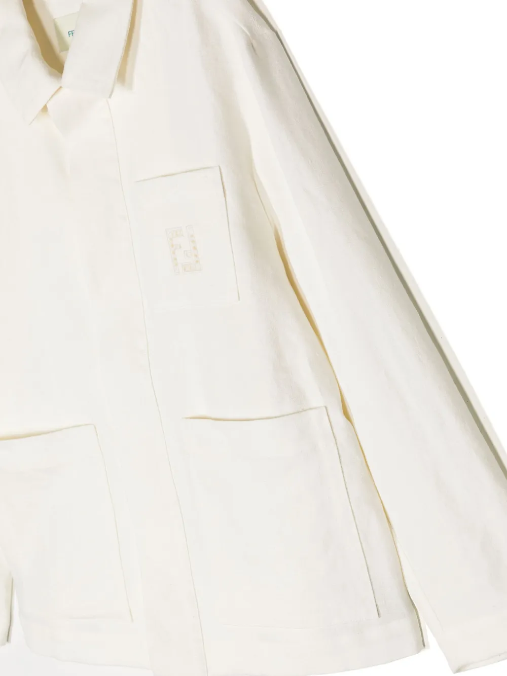 Shop Fendi Logo-embroidered Linen Jacket In White