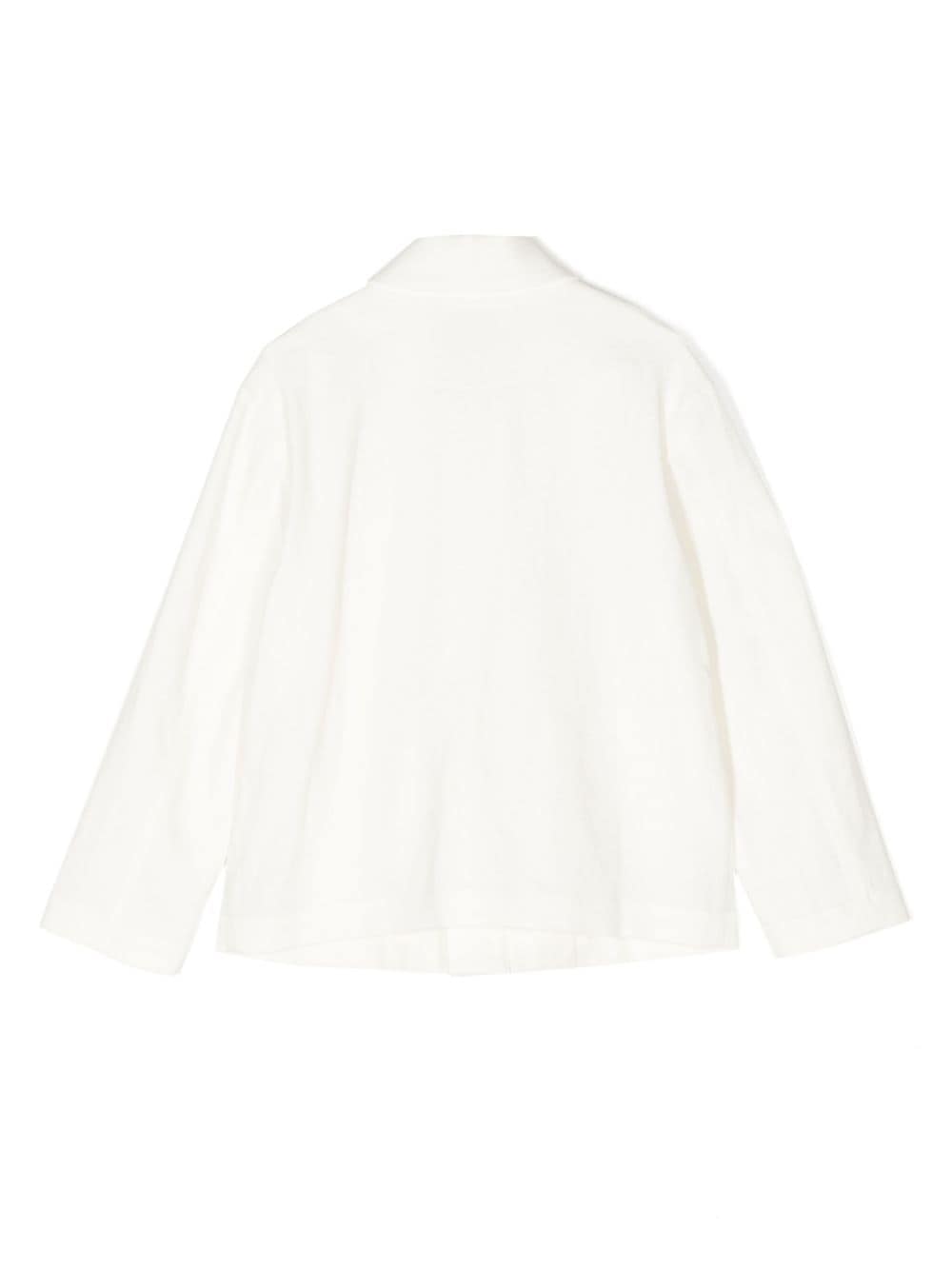 Shop Fendi Logo-embroidered Linen Jacket In White