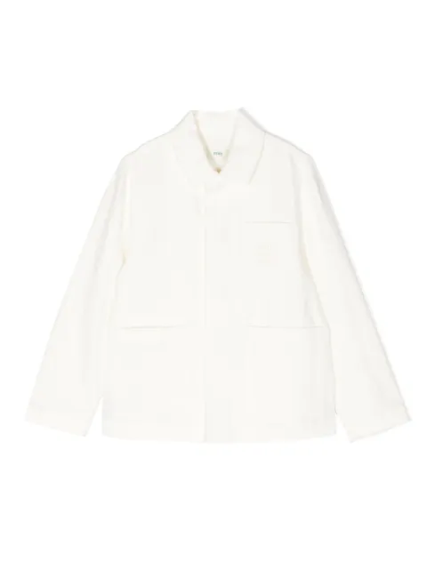 Fendi Kids logo-embroidered linen jacket 
