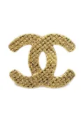 CHANEL Pre-Owned 1980s-1990s CC CC woven-engraved brooch - Gold