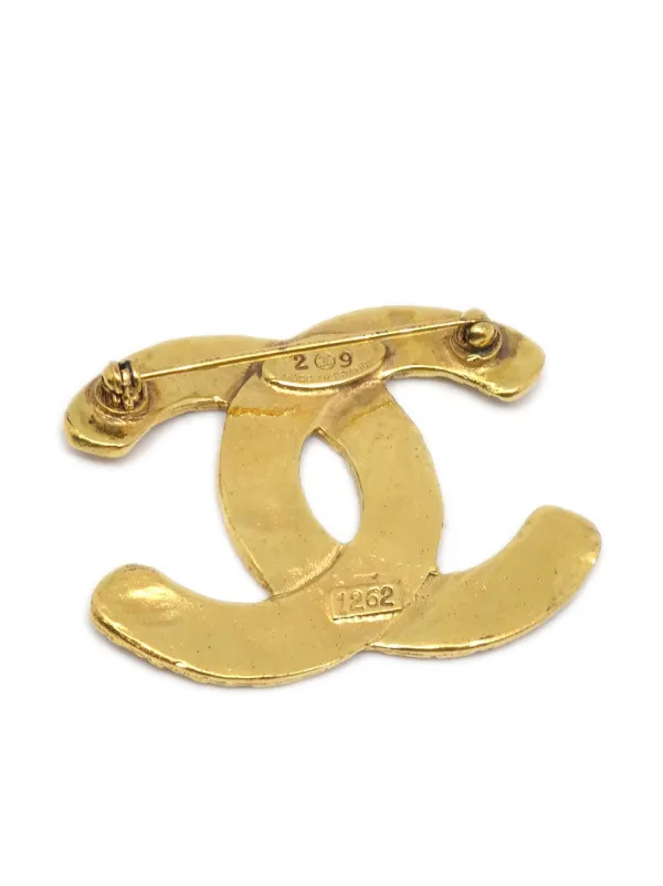 CHANEL Pre-Owned 1980s-1990s CC CC woven-engraved Brooch | Gold